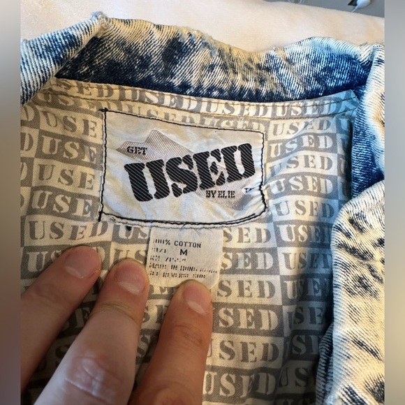 VTG Get Used By Elie Jacket Men's Medium Blue Denim - Picture 4 of 16